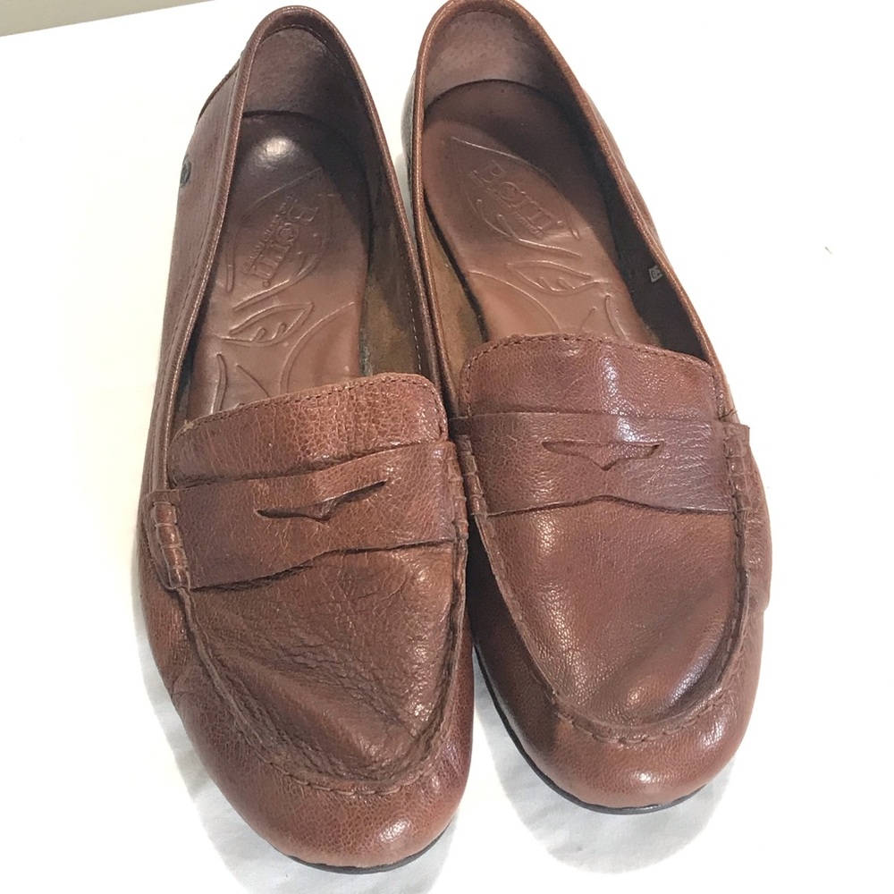 Born Leather Loafers Cognac Brown Size 8.5